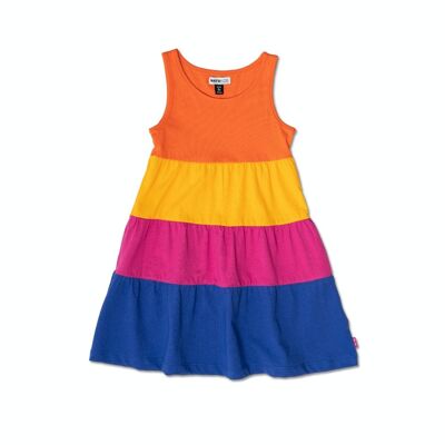 Striped knit strapless dress for girl Full Bloom - KG04D402O5