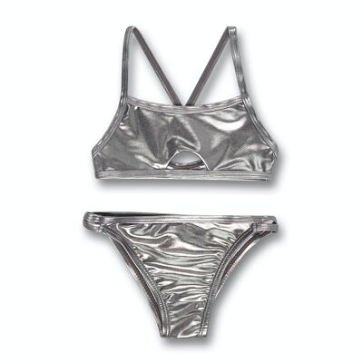 Metallic-Silber-Bikini für Mädchen One Day in NYC – KG04W601A1