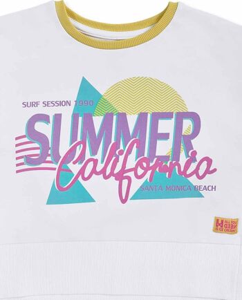 Sweat blanc en maille pour fille Paradiso beach - KG04S301W2 3