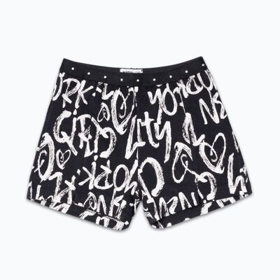 Black printed knit shorts for girl One day in NYC - KG04H602X1