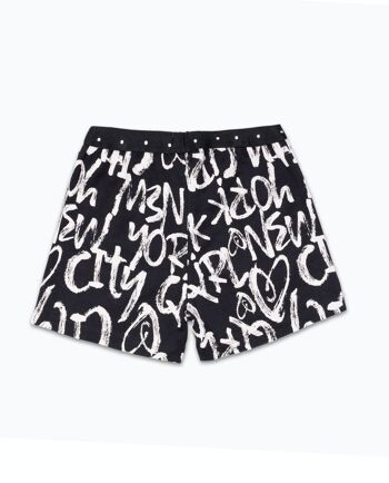 Short en maille imprimé noir pour fille One day in NYC - KG04H602X1 2