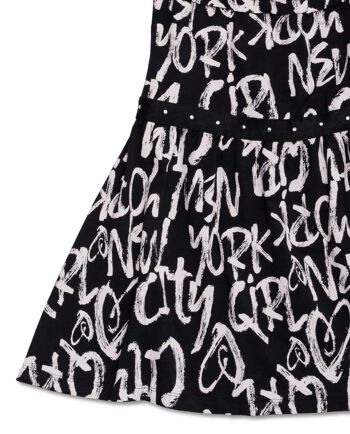 Robe noire en maille imprimée pour fille One day in NYC - KG04D601X1 4