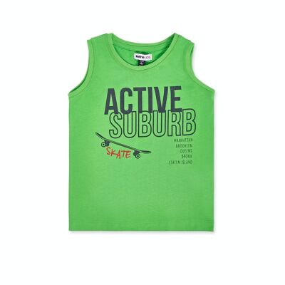 Green jersey tank top for boy Urban Activist - KB04T508V4
