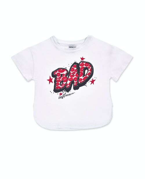 Camiseta punto blanco niña Bad influencer - KG04T503W2