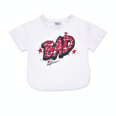Weißes Strick-T-Shirt „Bad Influencer Girl“ – KG04T503W2