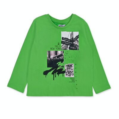 Langes grünes Strick-T-Shirt für Jungen Urban Activist - KB04T507V4