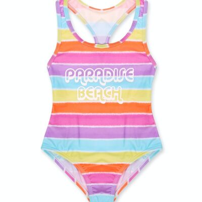 Striped swimsuit for girl Paradiso beach - KG04W301P1