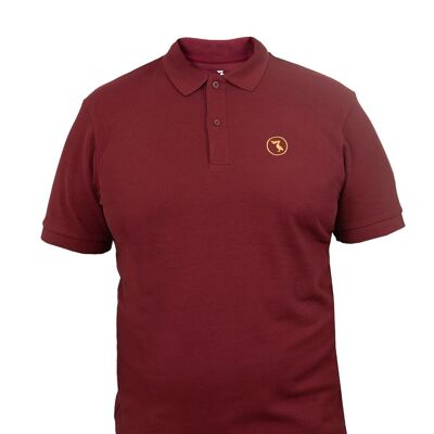 Burgundy pelican circle embroidered polo shirt