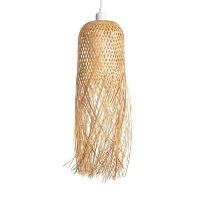 Ledkia Lampe à Suspension en Bambou Kawaii Textile Blanc