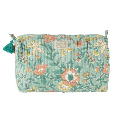 Indian toiletry bag INDIRA BLOSSOM GREEN