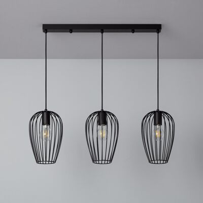 Ledkia Metal Pendant Lamp Telmi 3 Spotlights Black