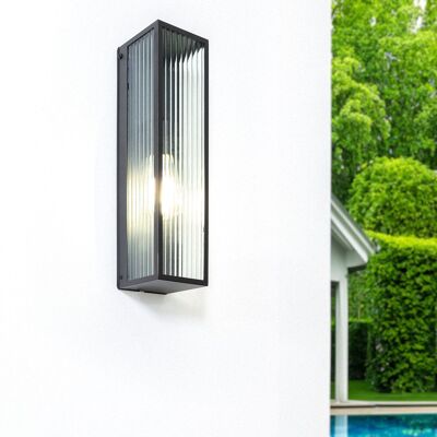 Ledkia Aplique de Pared Exterior Metal y Cristal Taiga Negro