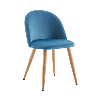 Lot de 2 Chaises de Salle à Manger avec Dossier Bas en Velours BLEU NUOVA pour la cuisine, le salon, l'intérieur et l'hôtellerie THINIA HOME 1