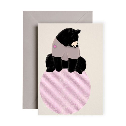 BLACK BEAR WITH HEART CARD