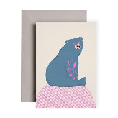 BLUE BEAR WITH TATTOO CARD