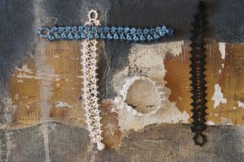 Bracelet en textile "HUSNU", vert lichen 5