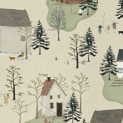 Little houses - cream background