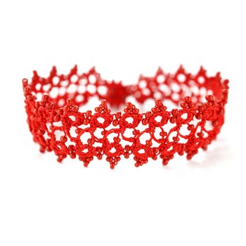 Bracelet en textile "HUSNU", rouge 2