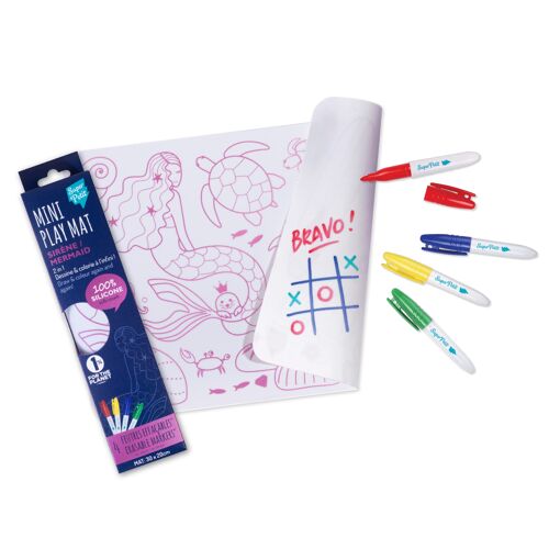 Coloriage nomade : mini Playmat réversible 4 feutres inclus - Réutilisable-  SIRENE