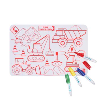 Coloriage nomade : mini Playmat réversible 4 feutres inclus - Réutilisable - SUPER CHANTIER 4