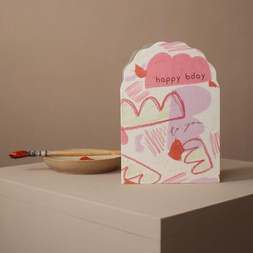 Happy Bday Birthday Card | Birthday Card | Scallop Card | Eco Friendly Card | Abstract Card | Painterly
