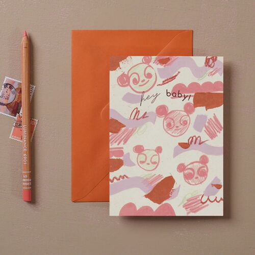 Hey Baby Panda Card | New Baby Card | Gender Neutral Card | Endearment Card