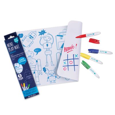 Nomadic coloring: mini reversible Playmat 4 markers included - Reusable - ROBOT