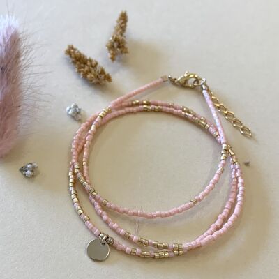 Axelle 3 turns bracelet - Powder pink