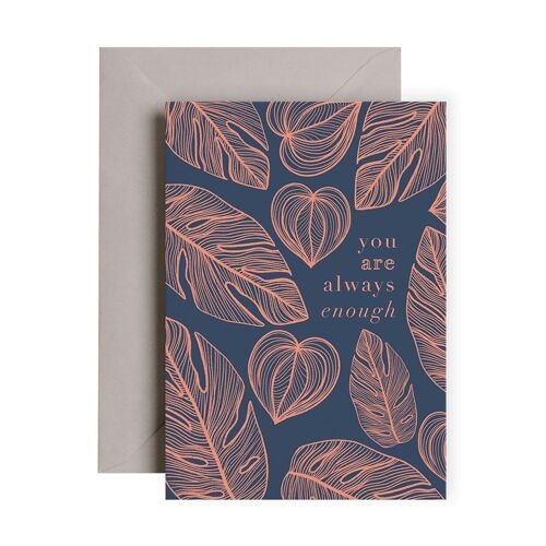 You Are Enough Monstera Card | Botanical Print Card | Eco Card | Mindfulness Card