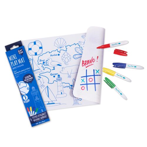 Coloriage nomade : mini Playmat réversible 4 feutres inclus - Réutilisable-  BRETAGNE