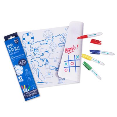 Nomadic coloring: mini reversible Playmat 4 markers included - Reusable - BRETAGNE