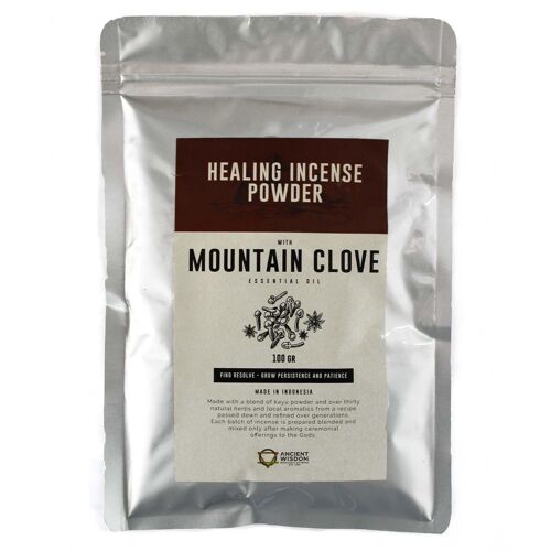 HIP-10 - Healing Incense Powder - Mountain Clove 100gm - Sold in 12x unit/s per outer