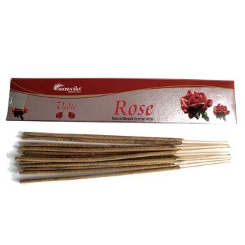 vedic-11c - Vedic -Bâtons d'encens - Rose (carton complet - 25 boîtes de 12) - Vendu en 300x unité/s par extérieur 2