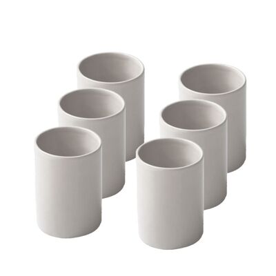 Serie de 6 tazas de cerámica blanca