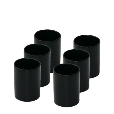 Serie de 6 tazas de cerámica negra