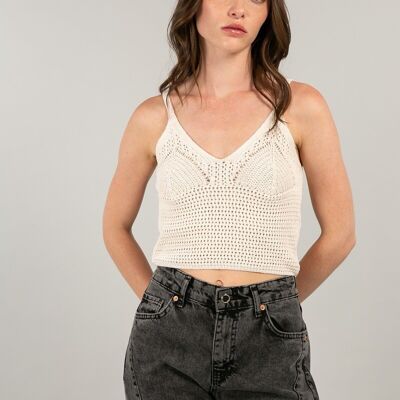 Crochet suspender top ECRU - TORA