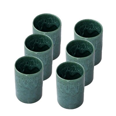 Serie de 6 tazas de cerámica verde agua