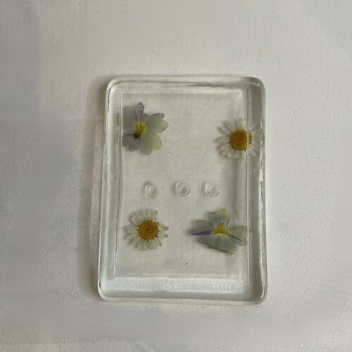 PORTE SAVON EN RÉSINE AVEC FLEURS