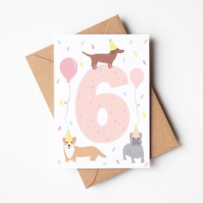 Dog Birthday Card 6th Birthday Card