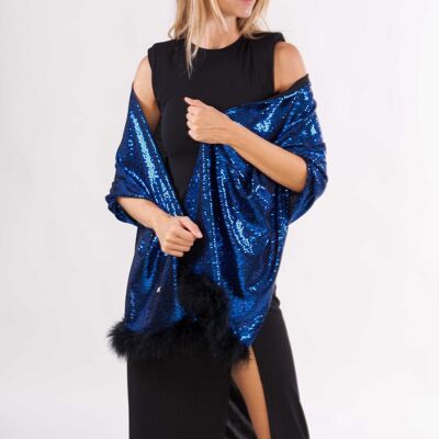 Sequin Party Shawl Cannes feathers