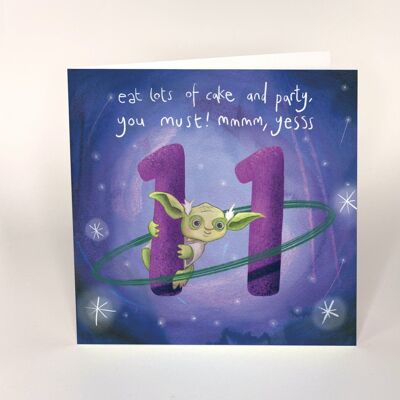 11 cumpleaños - tarjeta de yoda
