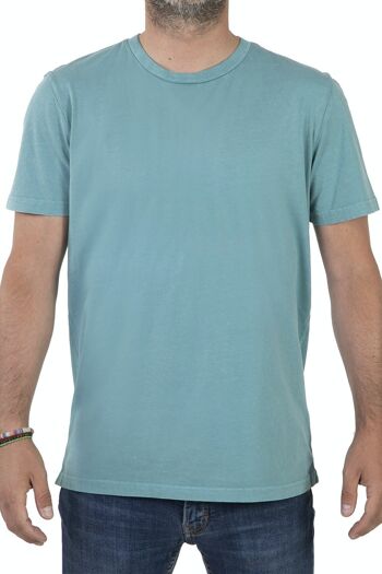 T-shirt uni bleu vert 1