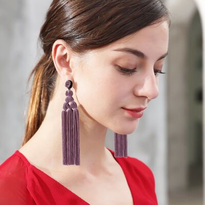 Women's Hand-Woven Rope Knot Tassel Earrings