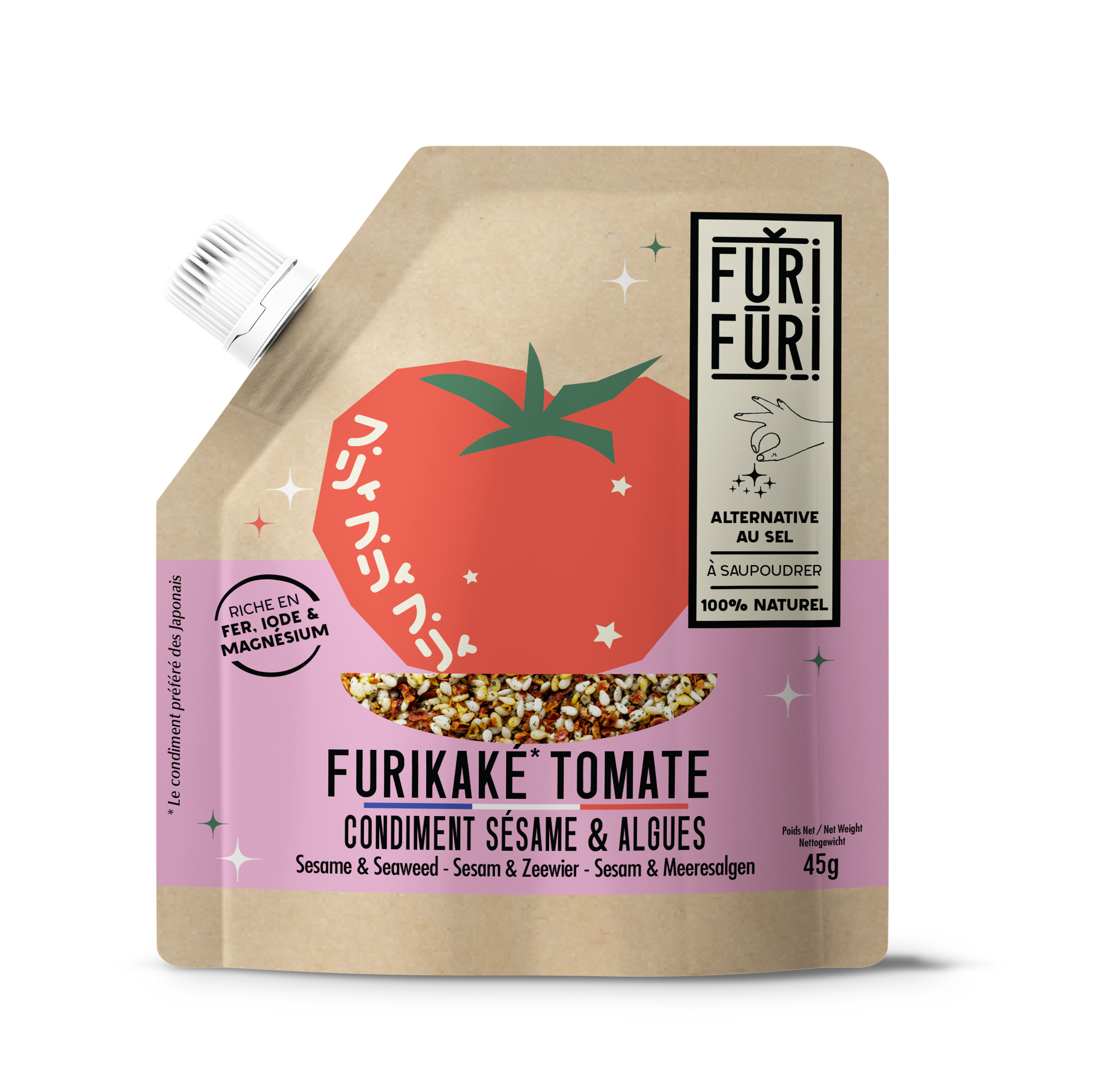 Furikake Tomate - Condiment sésame & algues - alternative sel 45G