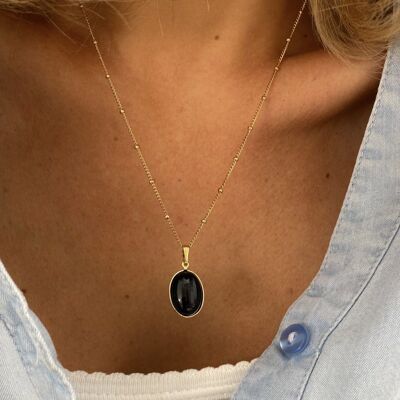 Justine black agate necklace