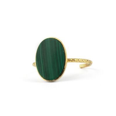 Camille malachite gold plated ring