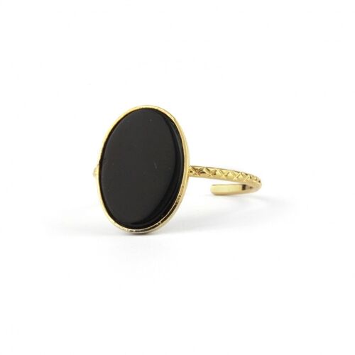 Bague Camille agate noire plaquée or