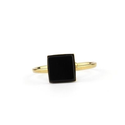 Gold plated black agate Clémence ring