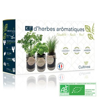 Bio-Aroma-Kräuter-Ready-to-Grow-Kit* - Blau (Basilikum, Petersilie, Schnittlauch)