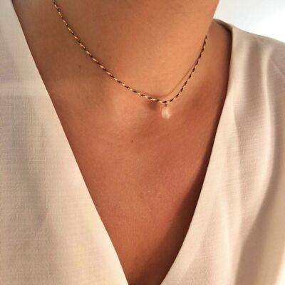 Iti Pink Quartz lurex necklace